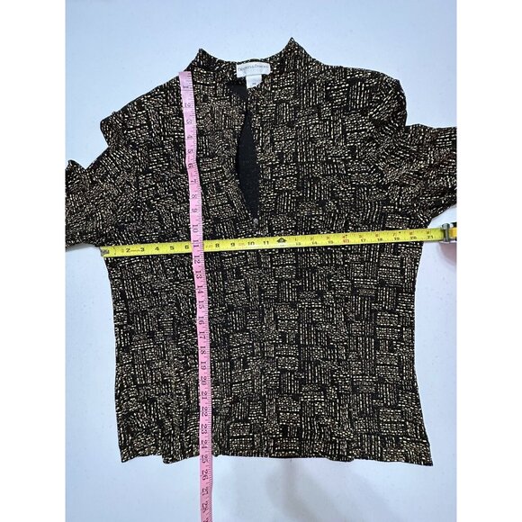 Draper's & Damons Metallic Sparkle Gold Shimmer Glittery Zip Jacket Petite PM - Picture 5 of 5